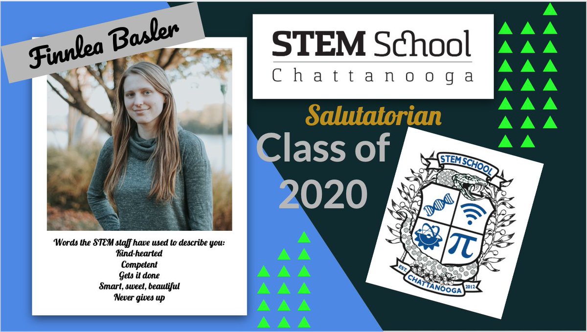 STEMcha's tweet photo. On the day which was to be our graduation ceremony, STEM School Chattanooga is honored to recognize our Class of 2020 SALUTATORIAN. #STEMCha #STEMSchoolChattanooga #Classof2020 #quarantined #stemkidsarethebestkids #proudSTEMstaff #SweetVictory #finnleabasler https://t.co/jvvogyTB3W