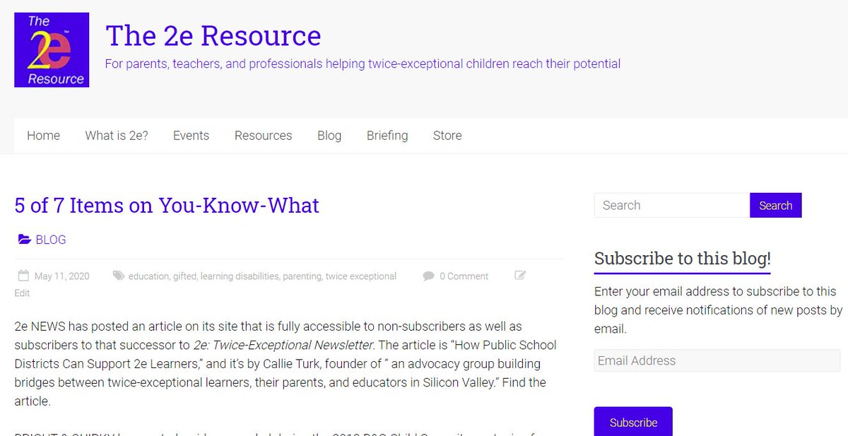 NEW BLOG ITEMS, 5 of 7 offering advice/support for parents/educators in this time. #2ekids 2eresource.com/2020/05/11/5-o…