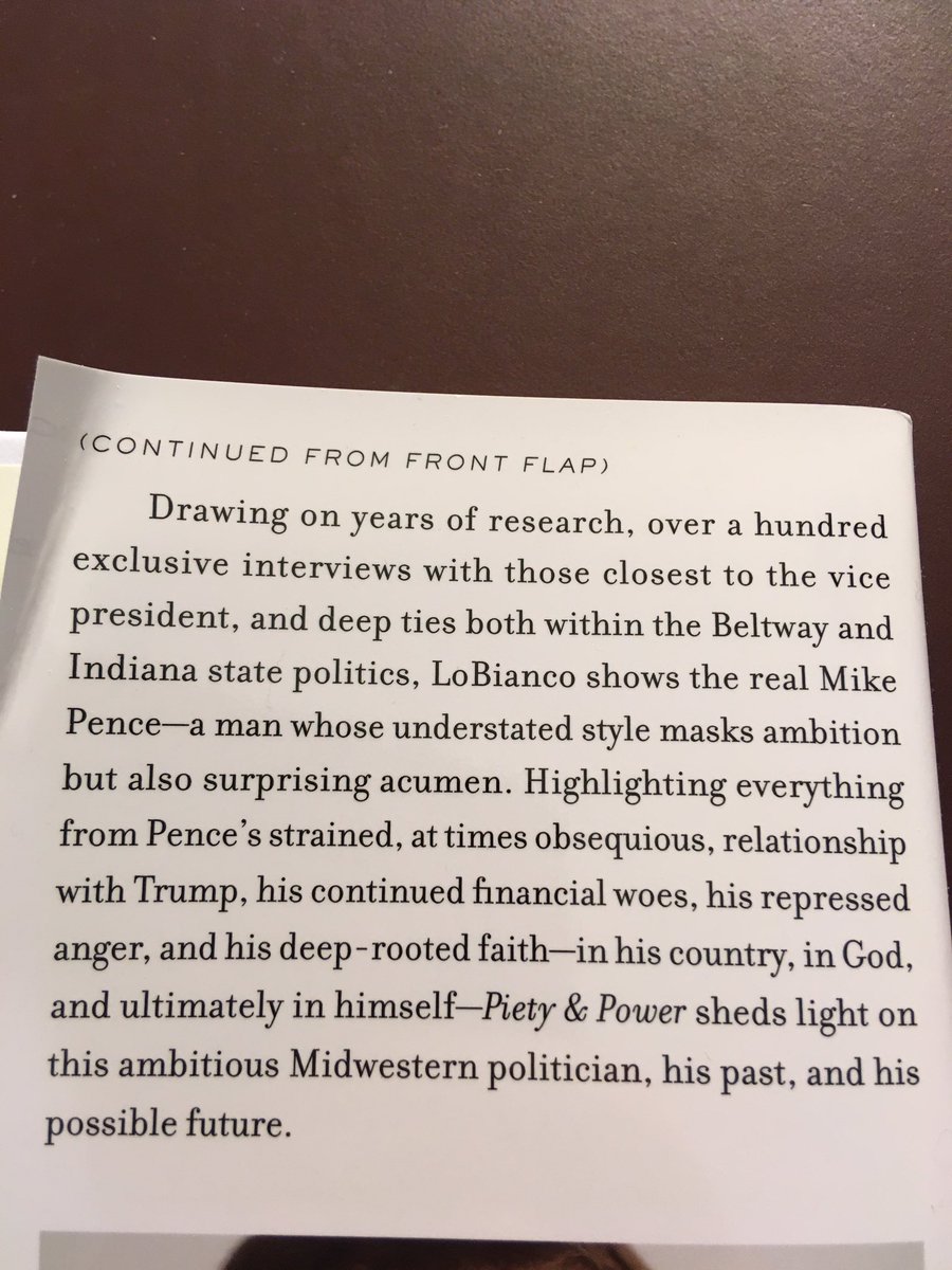 Suggestion for May 11 ... Piety & Power: Mike Pence and the Taking of the White House (2019) by Tom LoBianco ( @tomlobianco).