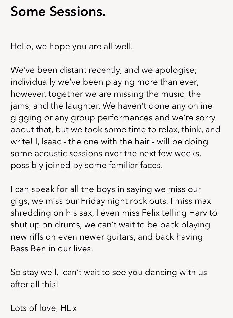 Quick message from Hollow Lane -