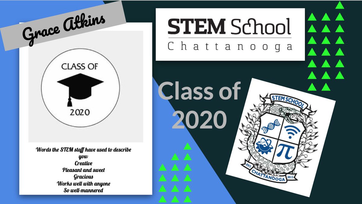STEMcha's tweet photo. We have no photo available for a couple of our Class of 2020 seniors but STEM School Chattanooga is equally honored to recognize them. #STEMCha #STEMSchoolChattanooga #Classof2020 #quarantined #stemkidsarethebestkids #Sweet Victory #graceatkins #winfordbruell https://t.co/aFlnLmzPyU