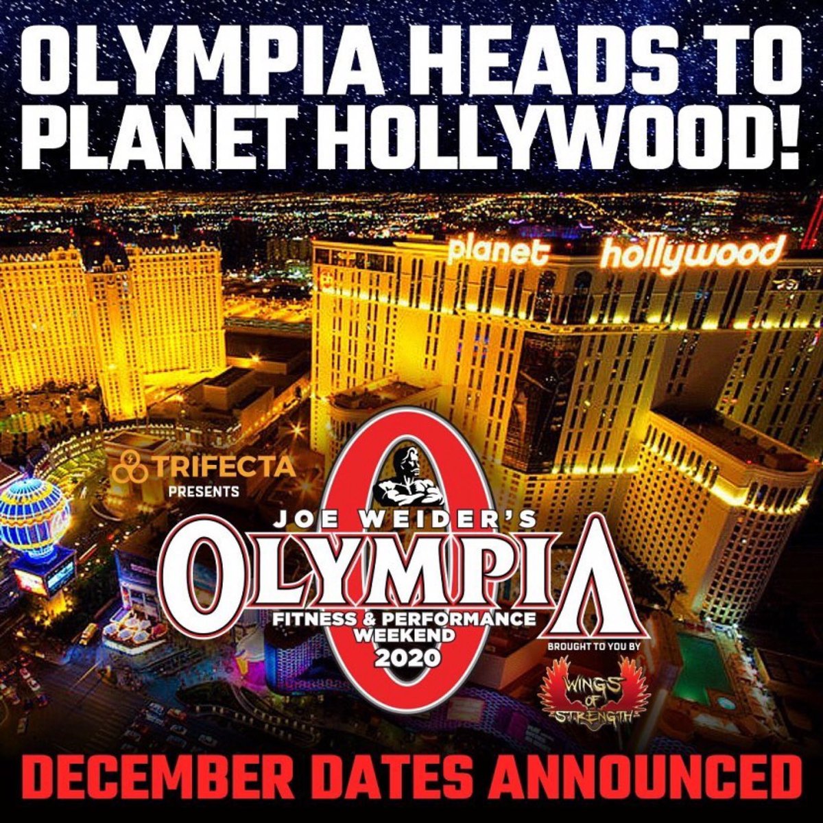 StrengthAddicts's tweet photo. 🥳2020 Olympia Weekend!!
💪on LAS VEGAS STRIP!!
🏨Planet Hollywood 💫
🗓DEC 16-20, 2020
👉Reserve your room ASAP!!
👉Buy Tickets!!
💥#mrolympia #npc #npcstrong #ifbbpreague #bodybuilding @MrOlympiaLLC @NPCNewsOnline @Garyudit @WingsStrength https://t.co/kaKkrz56Kk