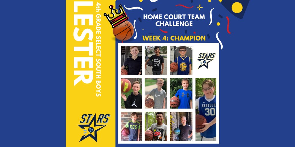 StarsBballClub's tweet photo. Home Court TEAM Challenges: Week 4 Champion: 4th Grade Select South Boys & Coach @CoachJLester
Congratulations guys and thanks for working hard this week! You have some serious endurance! Good work!
#HomeCourtTeamChallenges #RiseUp #STARSCommunity #PressON https://t.co/66hKCIMtup