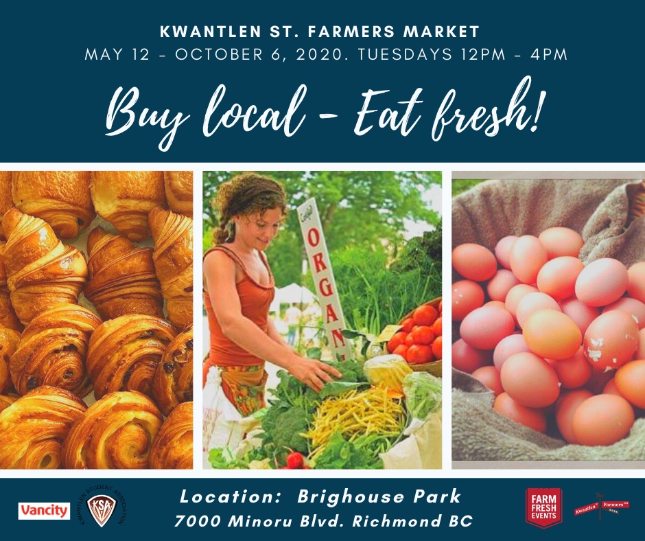 We are operating our market as an essential service, as deemed by the BC CDC during the COVID-19 pandemic, and have moved across the street from our regular spot at Minoru Plaza for the time being, to better accommodate our physical distancing safety plan. FREE 1 HOUR PARKING