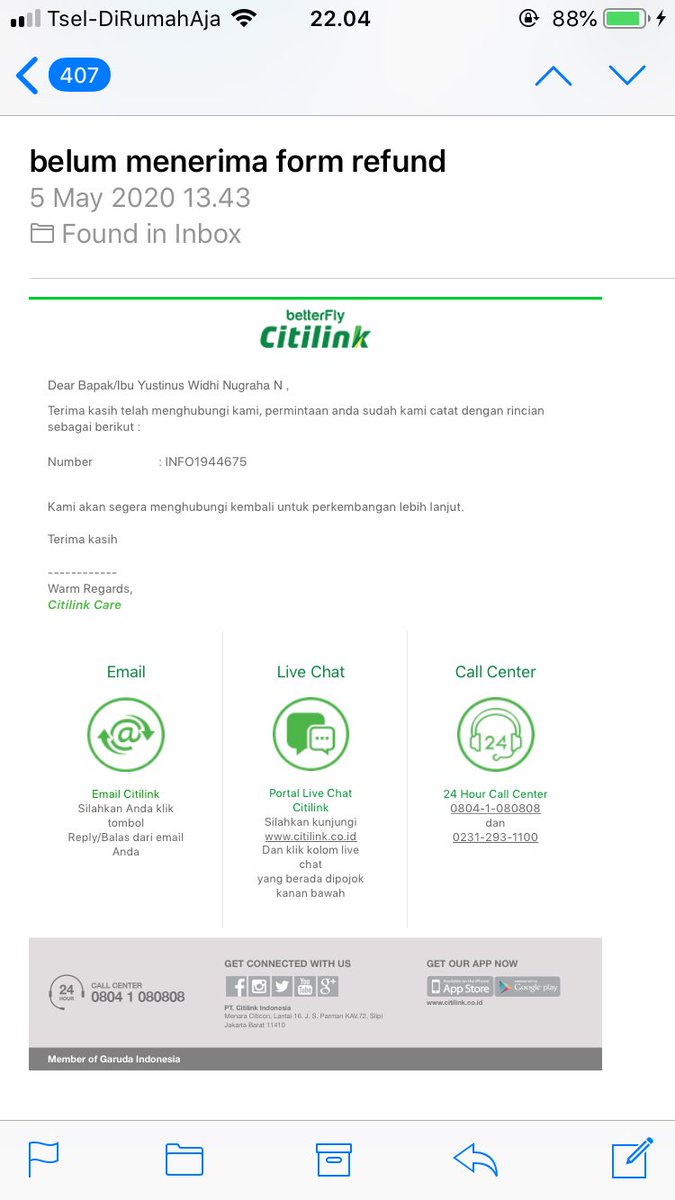 yus_widhi's tweet photo. email pertama bilang sudah di kirim form nya tapi salah alamat emailnya, dan sudah di bantu untuk rubah email yg benar (katanya), tapi sampe skrg email nya masih aja salah belom di ganti sampe punya 3 laporan begini, gimana @Citilink ? Ribet amat minta form doang https://t.co/LjrX2U7eLb