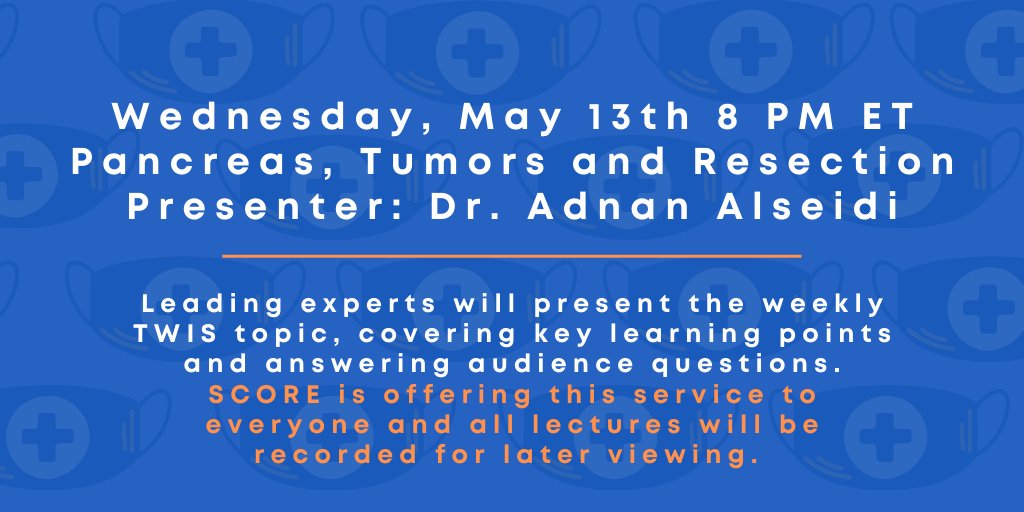 SCORE Surgery (@scoresurg) on Twitter photo In an effort to support programs during the disruptions caused by the pandemic, SCORE is offering a weekly one-hour didactic conference, starting May 13th at 8 PM ET. For the full schedule, go to surgicalcore.org/public/webinars or email info@surgicalcore.org for dial-in information. In an effort to support programs during the disruptions caused by the pandemic, SCORE is offering a weekly one-hour didactic conference, starting May 13th at 8 PM ET. For the full schedule, go to surgicalcore.org/public/webinars or email info@surgicalcore.org for dial-in information.