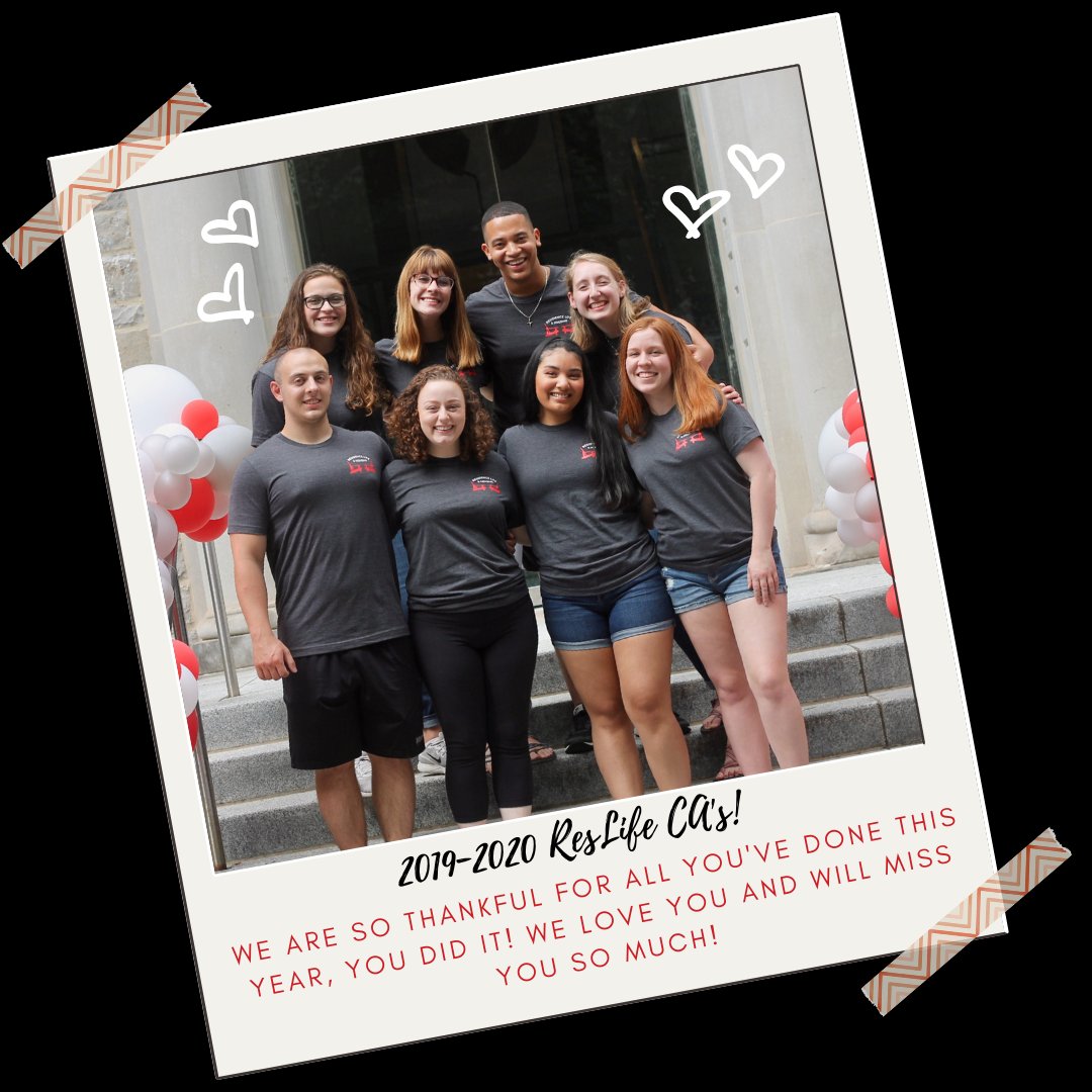 DsonResLife's tweet photo. Our Amazing CA's! We miss you and love you!  Thank you for allllllllll of your hard work this year.  We'd be lost without you. You did it! 💗💗
#dsonreslife https://t.co/jB0kWJEaGv