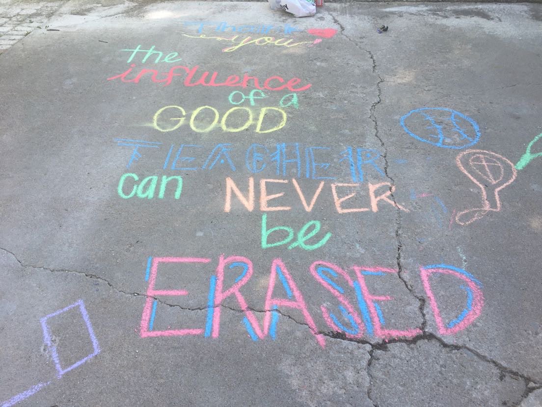 WamegoS's tweet photo. More and more teacher appreciation and birthday “chalk bombs” because we love our school and community! #wamegostrong https://t.co/6sVu8Bezf5
