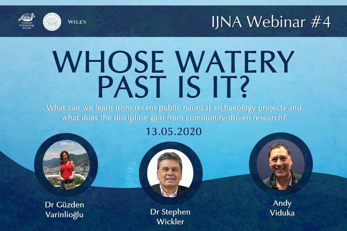 Our fourth FREE #IJNAWebinar is this Wednesday at 12:00 (London). Join host <a href="/ijna3/">IJNAED</a> and co-host Peta from NAS, and the fabulous panel of speakers. Sponsored by <a href="/honor_frost/">Honor Frost Foundation</a>  You can register for your free space here: nauticalarchaeologysociety.org/ijna-webinar