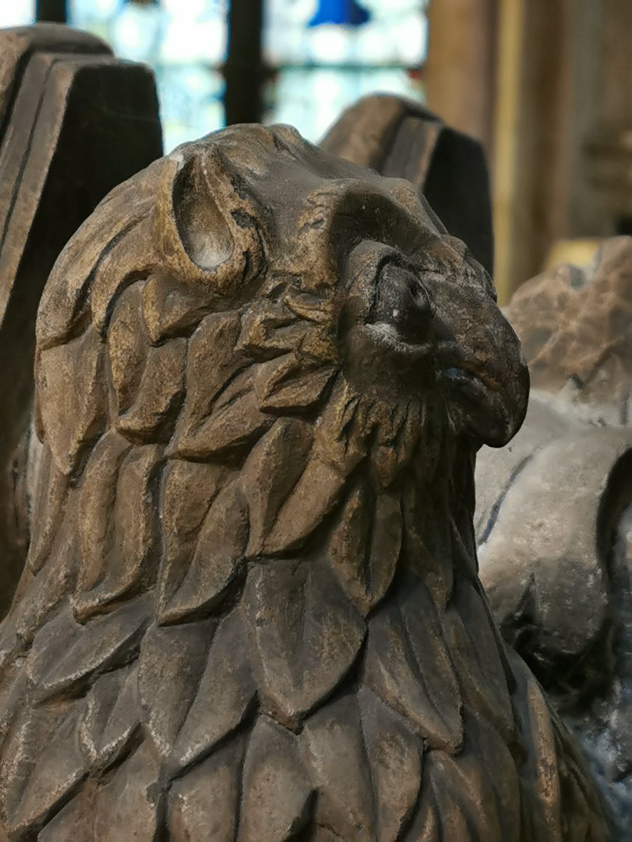 And now for the piece de resistance! At Sir George's feet lies his helm, the owl crest having vividly come to plump, feathered life  #OwlishMonday
