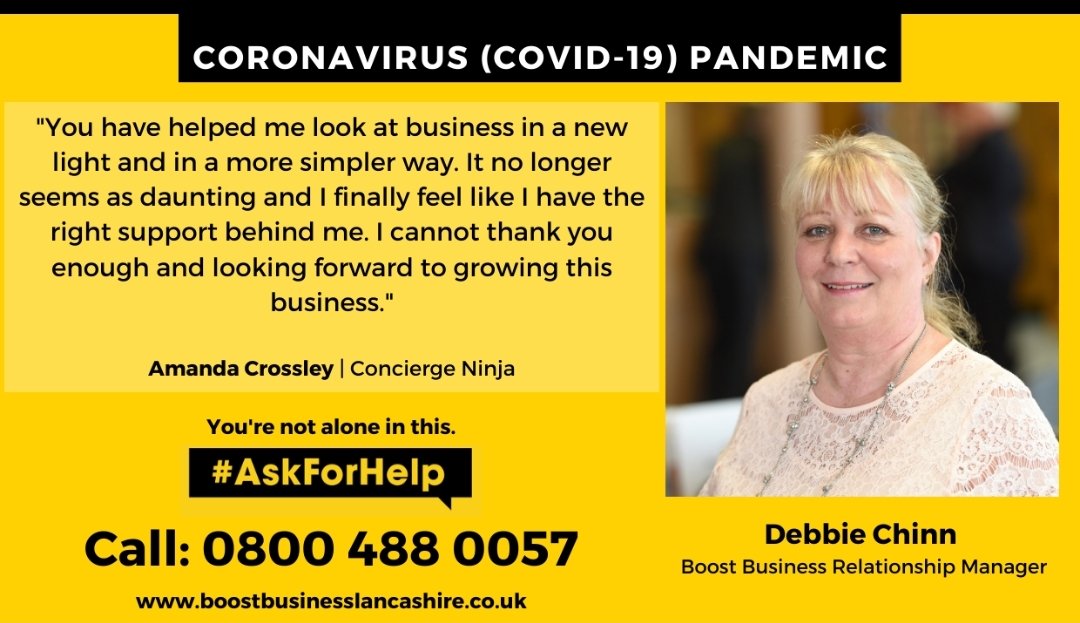 Thank you to Amanda Crossley from @ConciergeNinja for your wonderful Testimonial about the support you received from Debbie Chinn as part of the #AskForHelp campaign. It is a great way to spread the word to other businesses across Lancashire. <a href="/BoostInfo/">Boost; Lancashire's Business Growth Hub</a>  <a href="/LancashireCC/">Lancashire County Council</a> ^KB
