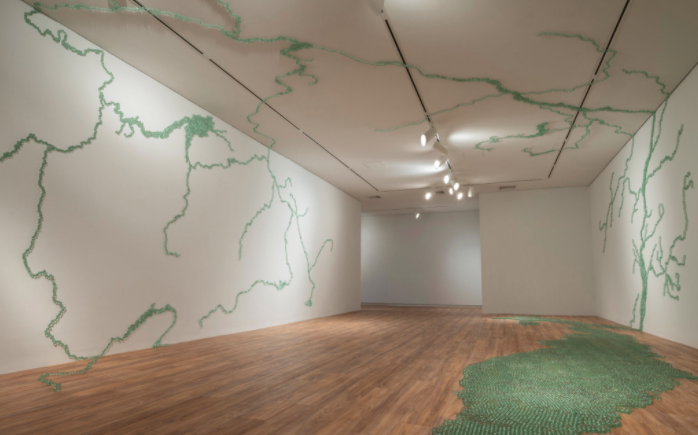 HudsonRivMuseum's tweet photo. Tune in TODAY at 1pm on Facebook Live for @fineartawards! The HRM’s exhibition, “#MayaLin: #ARiverisaDrawing,” is among 99 finalists for a "Global Planet" award Jhttp://ow.ly/qBKQ50zCQju

Image: Maya Lin, “Folding the Hudson,” 2018. Glass marbles, adhesive. Courtesy the artist. https://t.co/UjDU7MYXgS