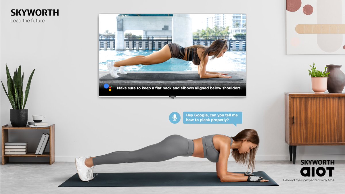 SKYWORTH's tweet photo. What’s the secret to a #perfectplank? With our voice-controlled #SKYWORTHUB7500, we can give you some tips to get rid of your belly fat! Make sure your back is straight, elbows aligned below the shoulders and ensure to keep a consistent breathing pattern! #StayHealthywithSKYWORTH https://t.co/C6BrEP92im