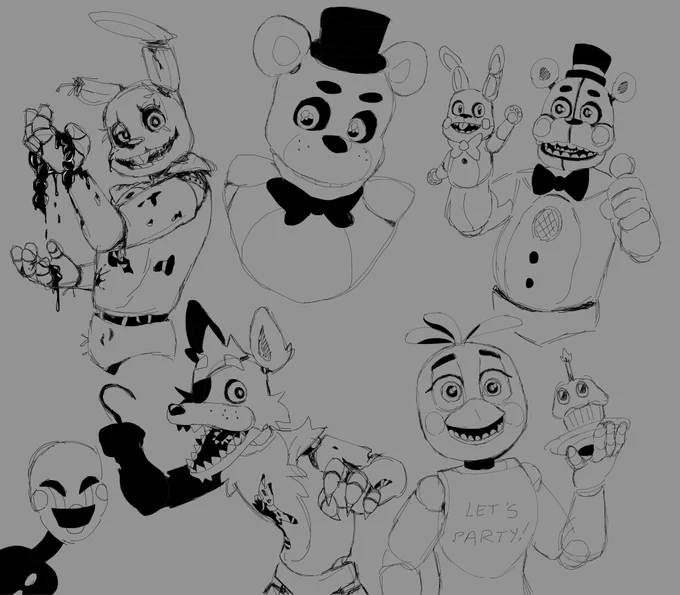 some doodles from last week! i forgot how much i liked this game series #fnaf #fnafart #fnaffanart 