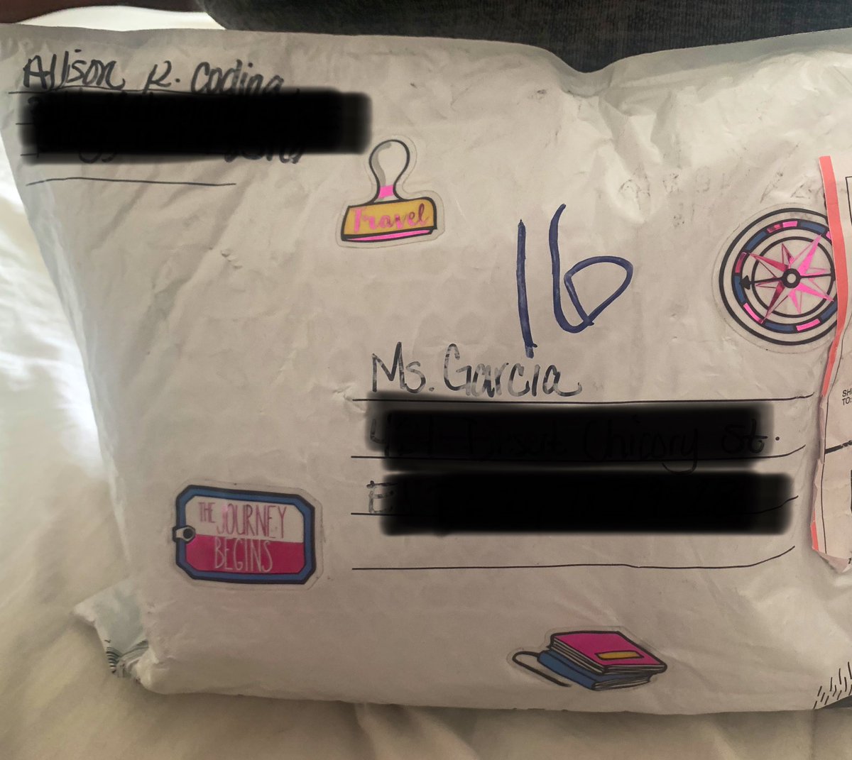__CGarcia's tweet photo. Right before spring break, one of my kiddos moved to WA. It was very hard to see her go; today she surprised me with an awesome care package 💜 #MissionExcel #TeamSISD Once an owl, always an owl.... hoot! 🦉(thank goodness for technology) 🧡 https://t.co/Y8tMslCqii
