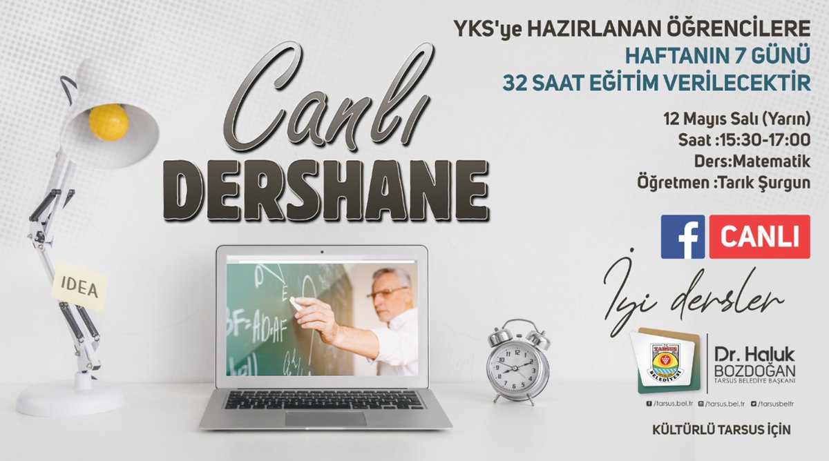 drhalukbozdogan's tweet photo. Sevgili #YKS Adayları, 

27-28 Haziran 2020 tarihlerinde yapılacak olan Yüksek Öğretim Kurumları Sınavı (YKS) öncesi sizlere destek olmak için Belediyemiz sosyal medya hesabı üzerinden haftanın 7 günü '' CANLI #DERSHANE'' uygulamasını başlatıyoruz.  ✏️

 #Başaracaksınız https://t.co/MRHMoNYBX2
