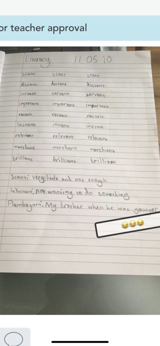 RossWrightson's tweet photo. My wee sisters definition of flamboyant in her p5 homework 🤣🤣facts I guess https://t.co/4OWTnC49Rg