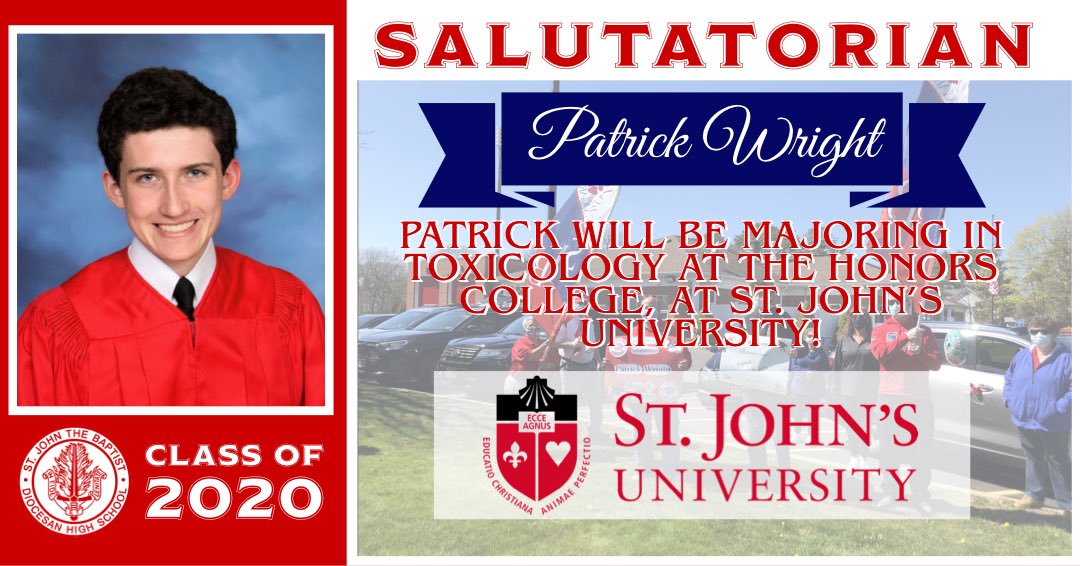 SJB_DHS's tweet photo. DID YOU KNOW? 🥳
Salutatorian Edition!
Congratulations Patrick!
#SJB2020 #SJBDHS #CougarNation🐾 #EnrollEducateEvangelize #stjohnsuniversity #gosju https://t.co/IHColLSIU0
