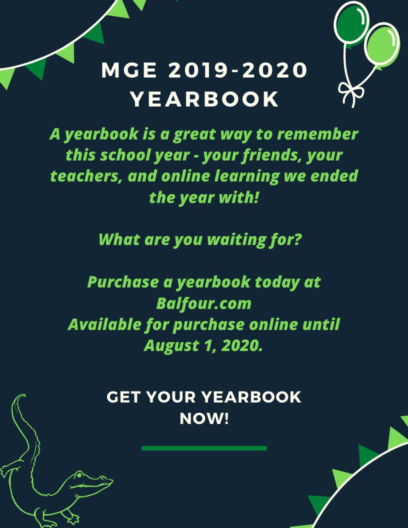 You don't want to forget this school year!  Get your yearbook now!  <a href="/mgegators/">Melissa M</a> #yearbook
