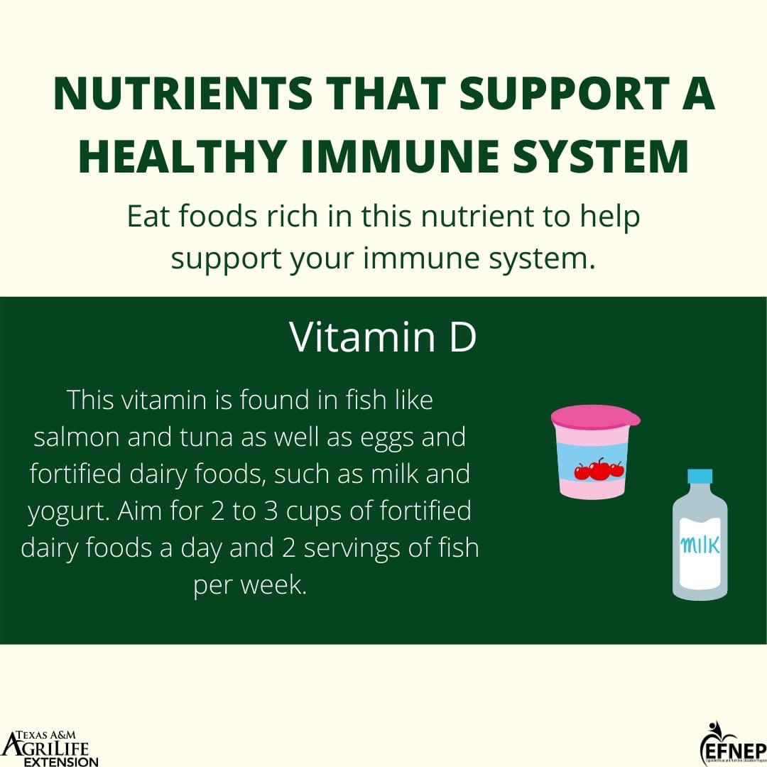 Part 3 of Nutrients that Support a Healthy Immune System! Today, we're focusing on Vitamin D 🥛🍨

#EFNEP #TXEFNEP #EFNEPworks #NIFAimpacts #VitaminD