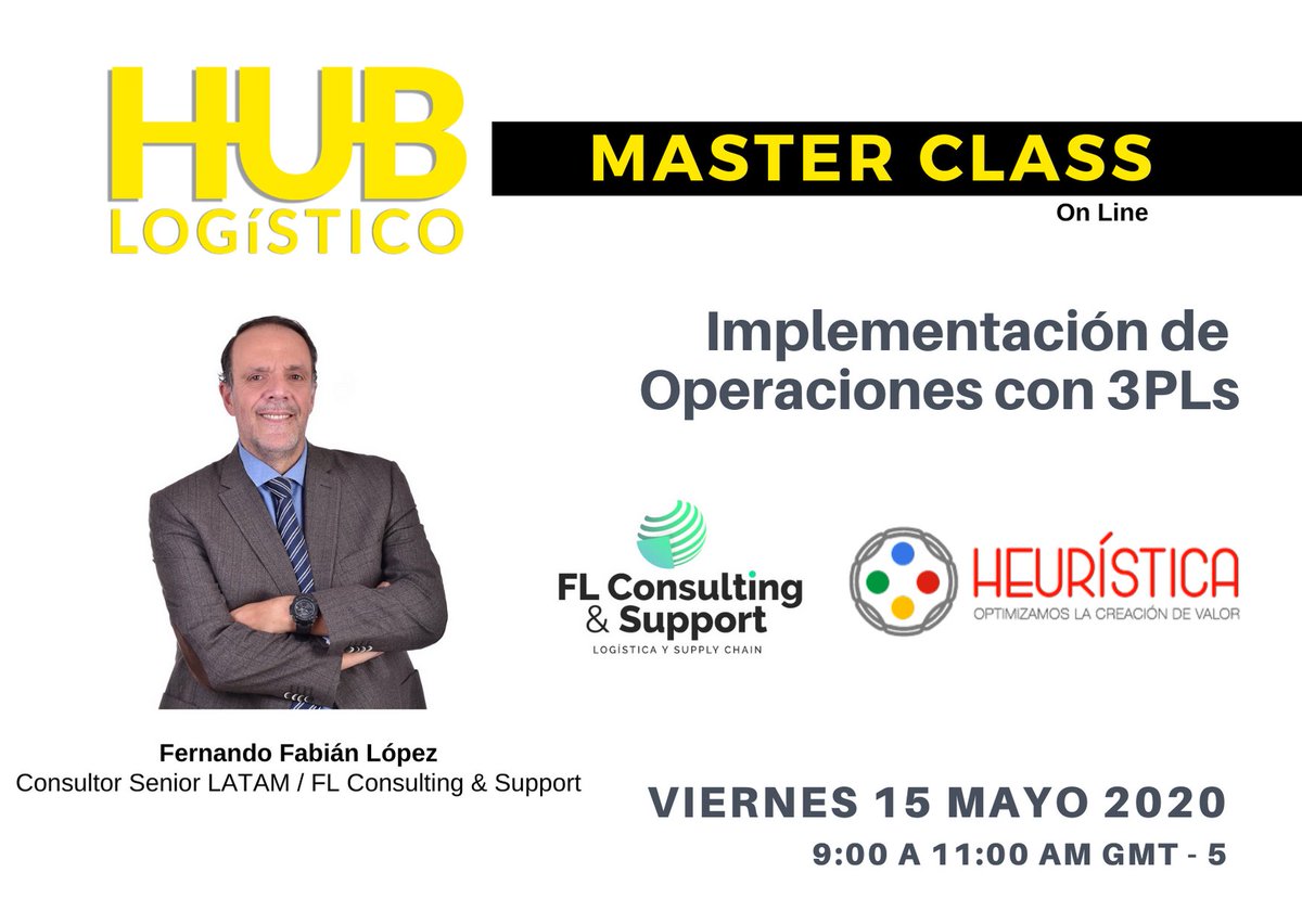<a href="/hublogistico1/">hublogistico</a> y <a href="/AsologEcuador/">ASOLOG</a> invitan al Master Class On Line "IMPLEMENTACIÓN DE OPERACIONES CON 3PLs" a cargo del expositor Fernando Fabián López, Consultor Senior Latam en FL Consulting &amp; Support, para recibir en enlace de acceso ingresa aquí chat.whatsapp.com/FmsHRmPS7v10LS…