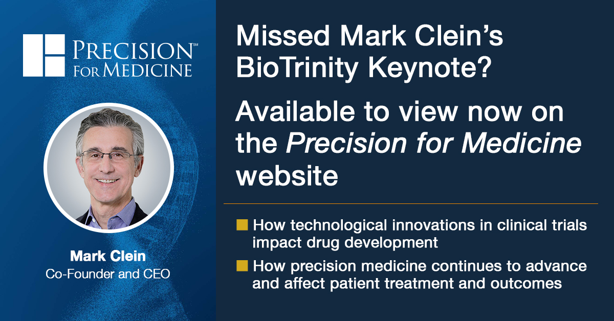 PrecisionORD's tweet image. Precision for Medicine’s Mark Clein's keynote address at #BioTrinity2020 is now available on our website! Click here to learn how precision medicine and advances in technology will continue to accelerate changes in patient care and drug development: precisionmedicinegrp.com/pfm/biotrinity…