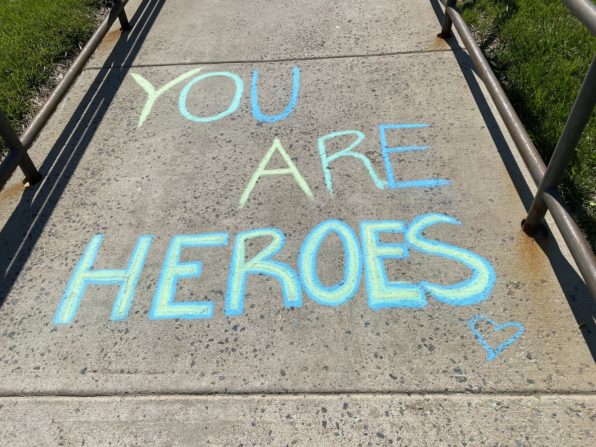 Chalk Hooligans left some love graffiti for the medical staff at Reston Hospital. Thanks for working hard for us. @Reston_Hospital #CoronavirusUSA