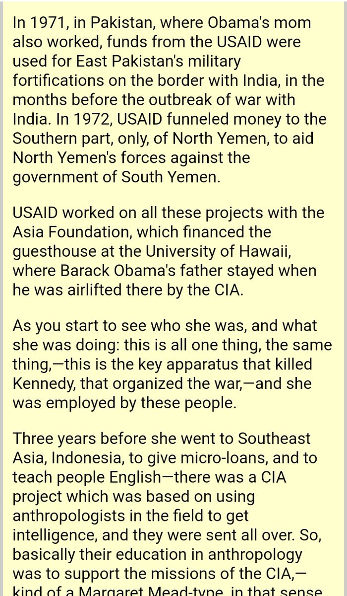 18In Indonesia  @BarackObama's mother worked for the C!A.She used  @USAID as a front job.See screenshots