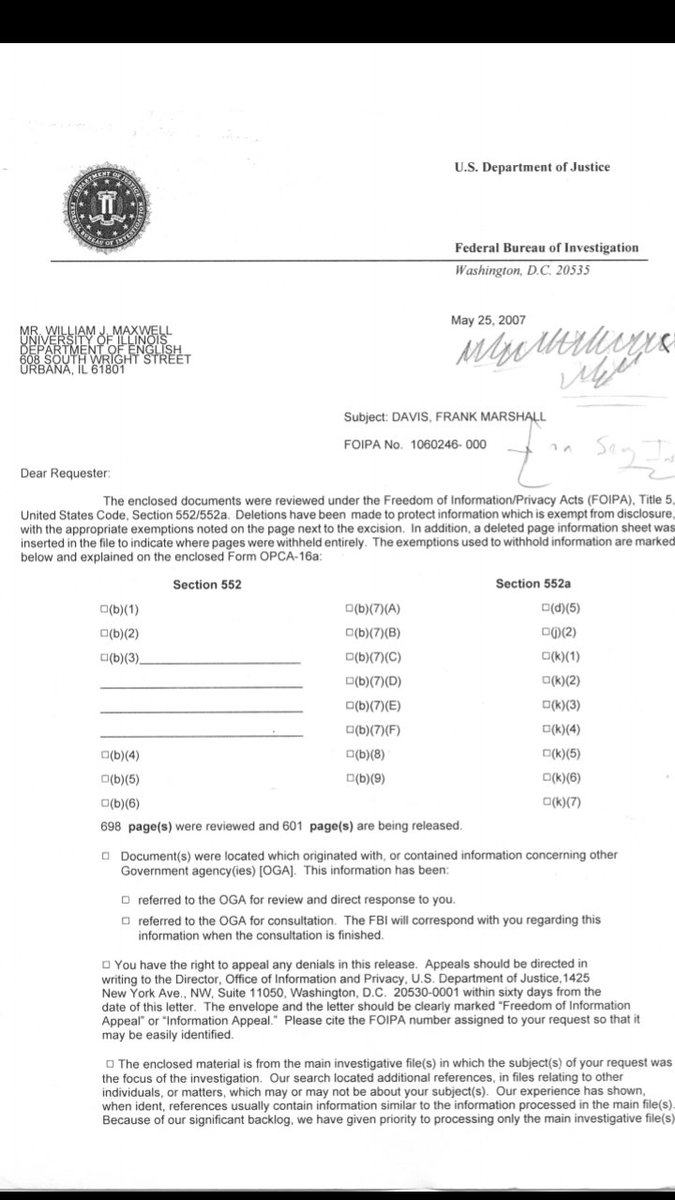 6Frank was under constant surveillance by the FB! According to 600 pages that have been declassified on Frank Davis Marshall.Frank was put on a  #Communist watch list.In the event of an act of war on American soil by the Soviet Union, Frank would be arrested and held.