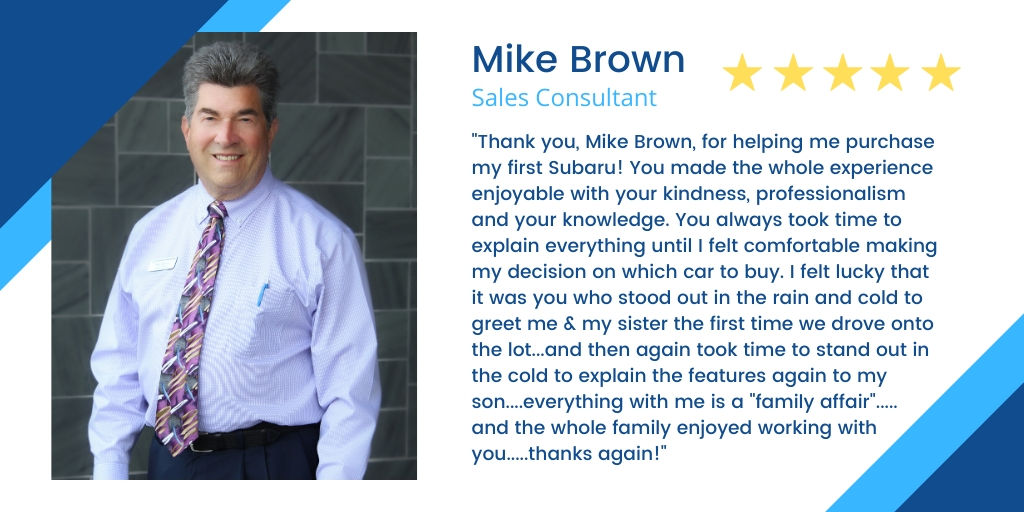 parker_subaru's tweet photo. We wanted to share this review Mike recently received - as it’s a great representation of Mike’s incredible attitude and customer care. We’re lucky to have him on our team as a Sales Consultant! https://t.co/3tV0JVdDnV