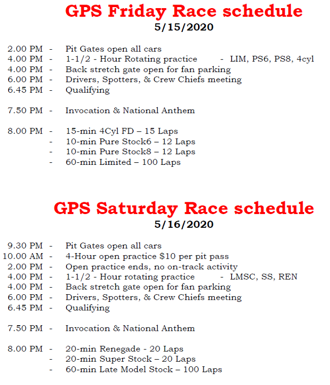 Greenville-Pickens Speedway Race Schedule for Friday &amp; Saturday! greenvillepickens.com