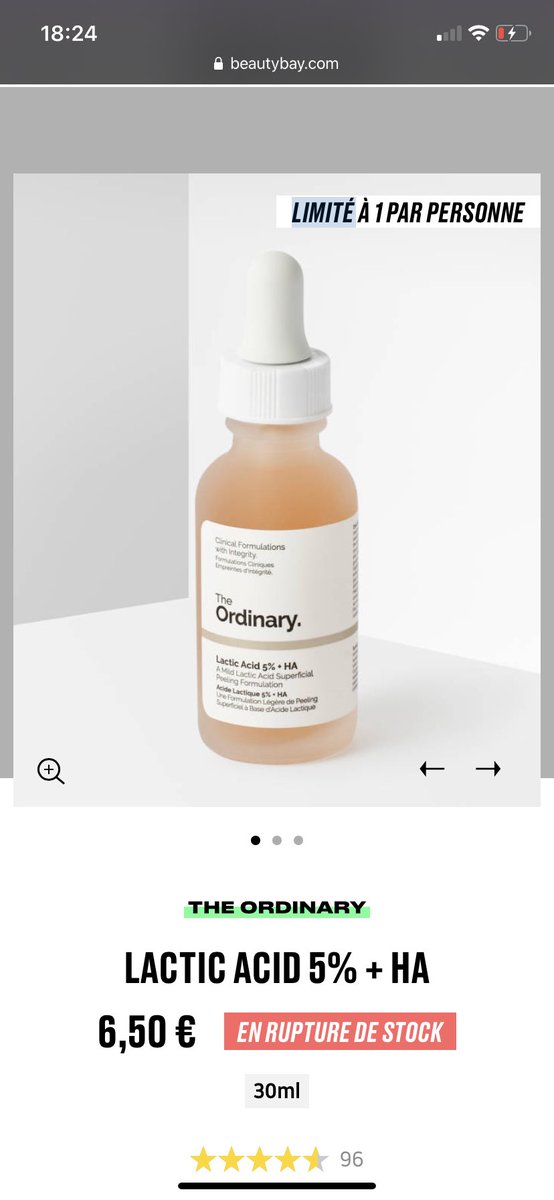 Toujours de chez The Ordinary, y a le peeling à l’acide lactique 5% + HA >>>>>Je le teste depuis quelques semaines et honnêtement je vois déjà des résultats  il a réduit mon l’hyperpigmentation ! Il unifie et éclairci légèrement pour donner un teint homogène. Mais lisez bien