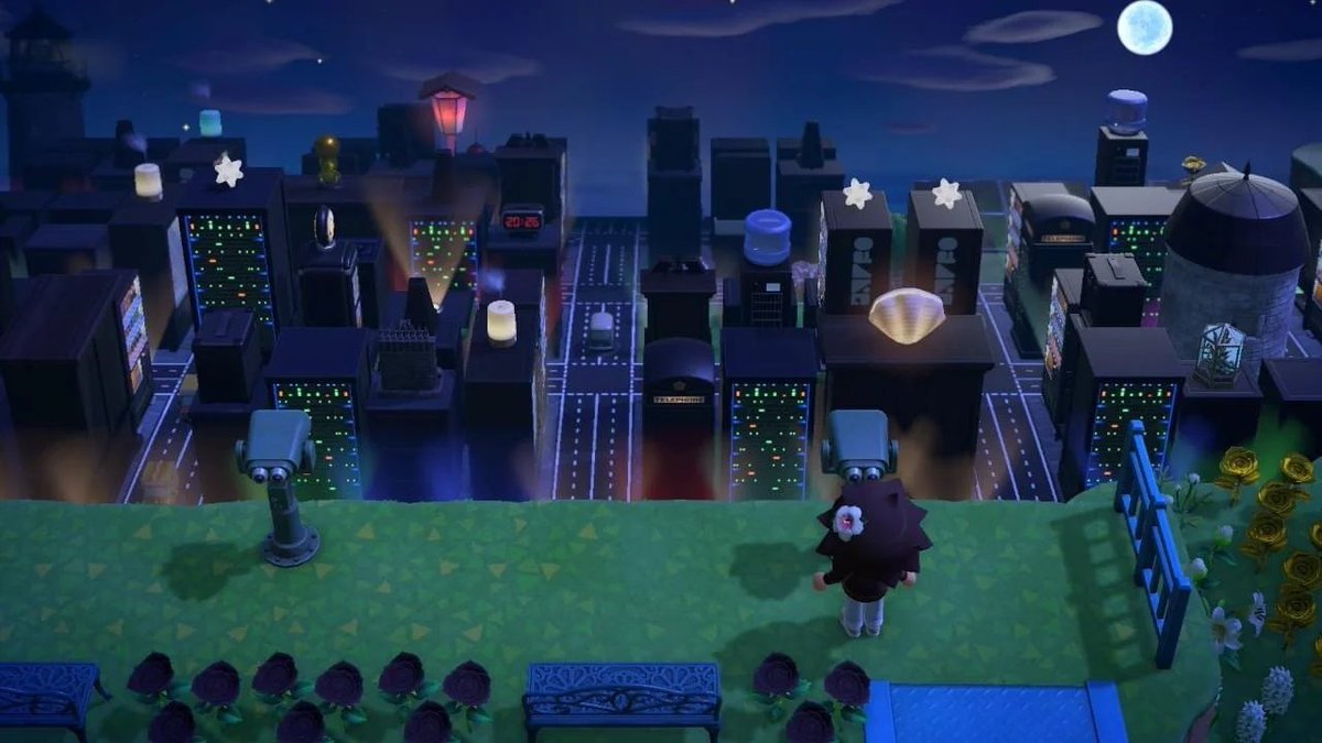 121. Une ville miniature(Source :  https://www.reddit.com/r/AnimalCrossing/comments/ghd9gy/nighttime_views_of_distant_downtown_pala/)