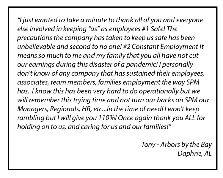 SPMPropertyMgmt's tweet photo. It's so nice to receive compliments from one of our hard-working  team members. This has been a difficult time but we will get through it together. Thank you, Tony! https://t.co/0shU1rElUF