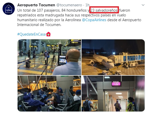 ElLiberalSV's tweet photo. #COVID19SV Gobierno mintió: Vuelo de Panamá trajo sólo a 23 #VaradosSv de los 100 que aseguraron que retornarían al país https://t.co/4p2vclrB7G https://t.co/k0t9g2ZvYk