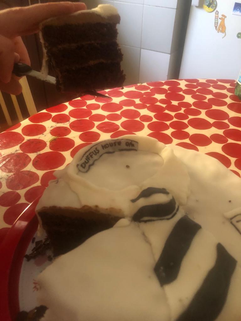 DuffusHouse's tweet photo. Winners of the Duffus themed baking challenge are the Wilding brothers in Dubai. A very creative effort at making the Duffus colours tie, with shirt. Love the added touch of the name tag! Well done boys and family for getting involved! #lookstasty #shirtwontstaywhiteforlong https://t.co/9p79qOBNa2