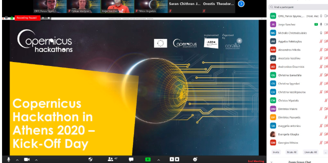 Neanias_eu's tweet photo. Copernicus Hackathon in Athens 2020 - Online Edition is launched!
60+ Participants in 15 Teams from Greece, Germany, France, Cyprus, Spain and the UK, joined our first Online Hackathon!
#onlinehackathon #CopHackOn
Read more at https://t.co/wKRBj7QT6I https://t.co/IpPNCwbiTA