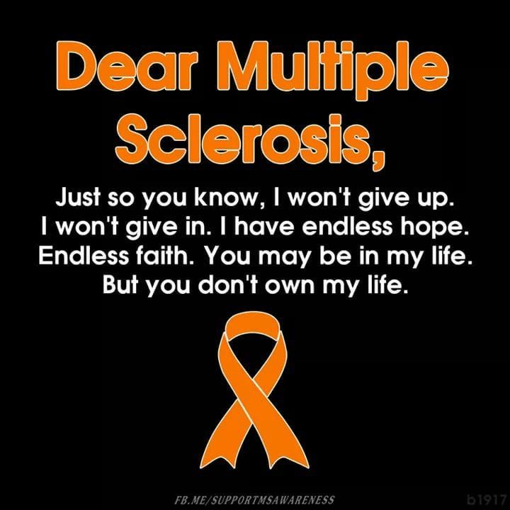 GenaMSwarrior's tweet photo. Dear #MultipleSclerosis,
Just so you know, I won't give up. I won't give in. I have endless hope. Endless faith. You may be in my life. But you don't own my life. π§‘πππ§‘
#CureMS #MSFighter #BattleMS #MSChangedMe https://t.co/hFUc6JS39t