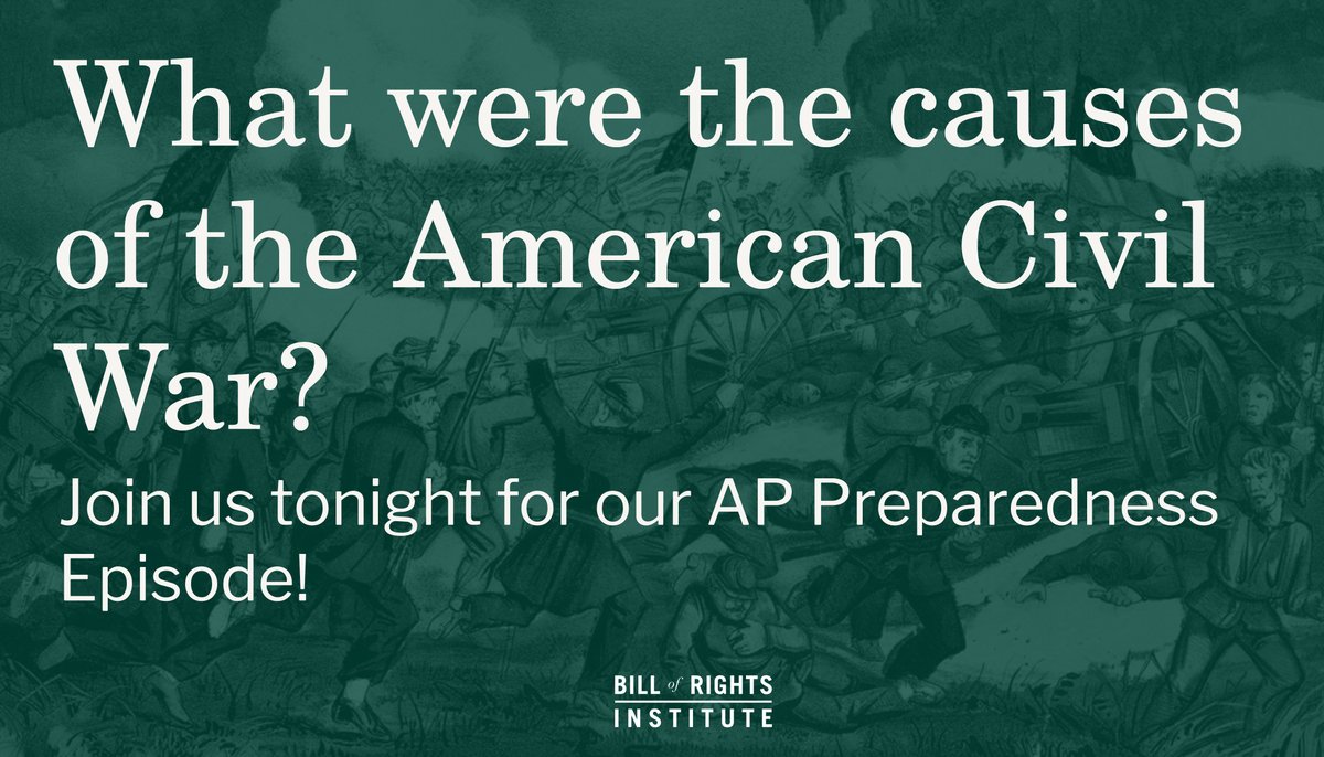 BRInstitute's tweet photo. What were the causes of the American Civil War? In tonight's AP U.S. History Prep Webinar, @TomRichey will discuss the causes of the Civil War, examine the major controversies of the 1850s and the key events of the Civil War.
https://t.co/otvF1ZYDNg
#BRInstitute #apush #history https://t.co/VM3iWCx98W