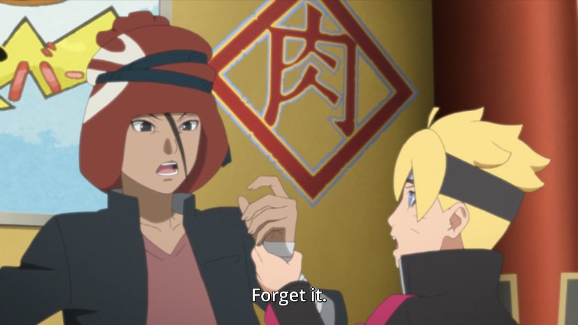 Boruto is not easily baited and doesn’t lose his cool easily. Insults don’t get to him. He tends to avoid useless fights. Yet, he can be reckless if anyone close to him is in danger like against Delta or Boro.