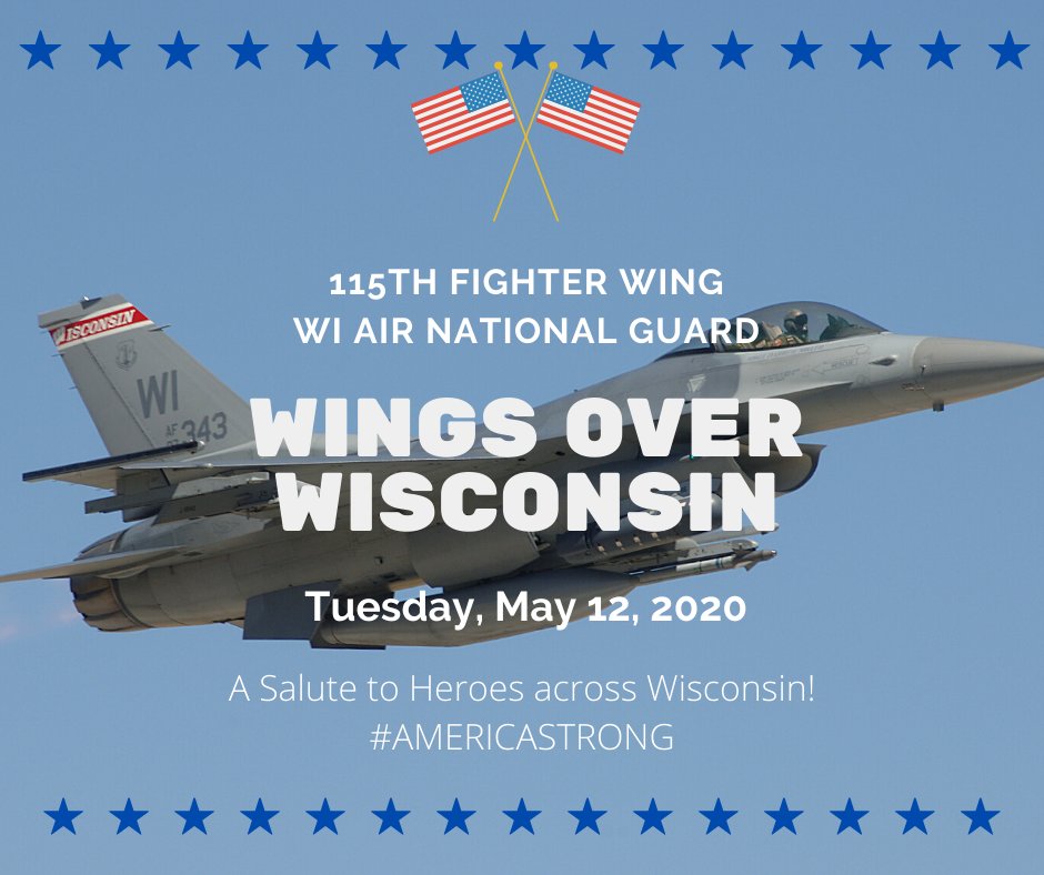 WIAssemblyGOP's tweet photo. Tomorrow, @WI_Guard F-16's from the #115thFighterWing in Madison will conduct flyovers of medical centers to salute front line health professionals across Wisconsin. #AmericaStrong #WisconsinStrong #WisconsinNationalGuard https://t.co/CIWaKy3Q9O