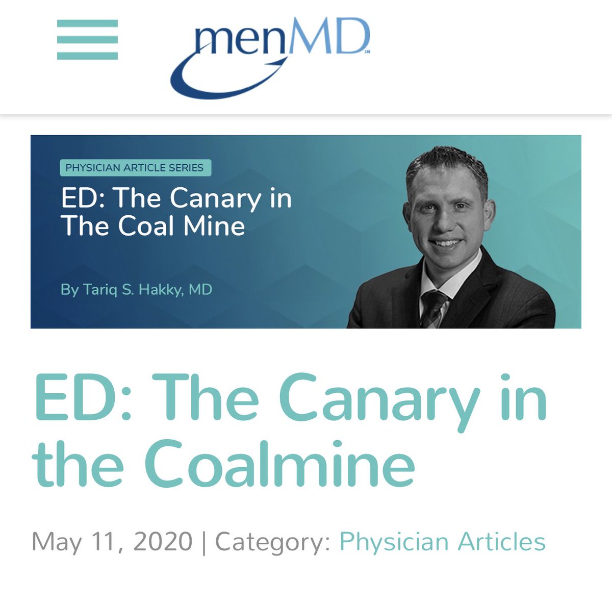#erectiledysfunction is the canary in the coalmine for #heartdisease menmd.com/category/physi…
