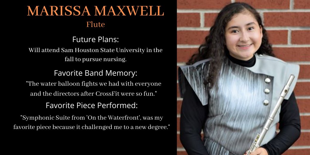 Our first Band Senior Spotlight for today is Wind Ensemble member Marissa Maxwell. 🎼🎶#SeniorSpotlight