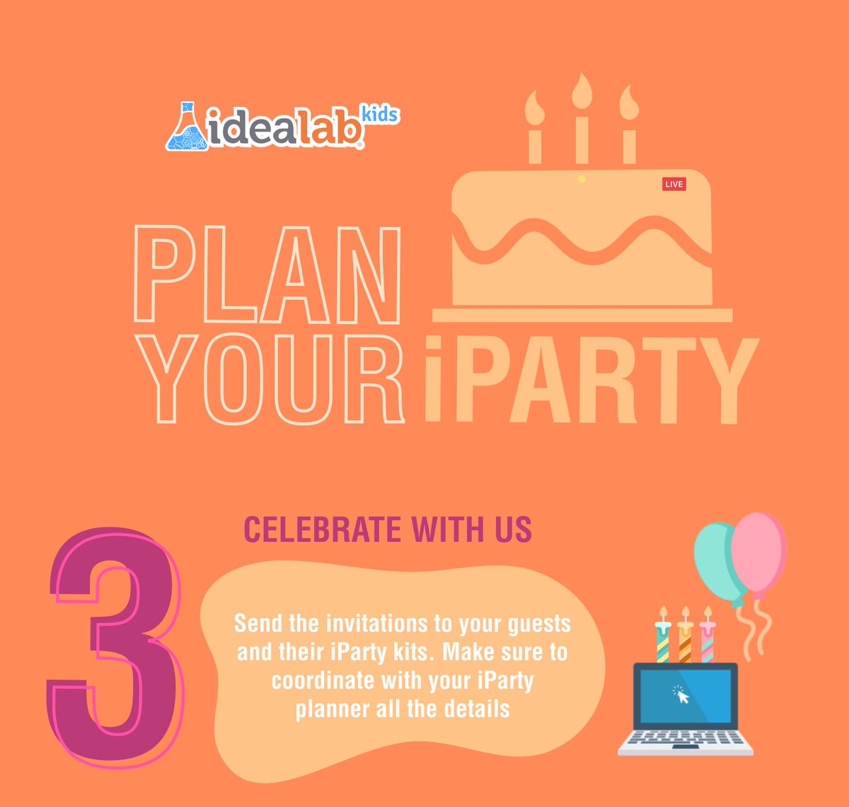 Idealab_Calgary's tweet photo. Plan the perfect Birthday iParty with us in only 3 steps! Celebrate like never before from Home! Exciting right? Book you Birthday Experience Now!
#IDEALabKids #STEAM #RockYourGreyMatter #iParties https://t.co/Je4MuqnDJc