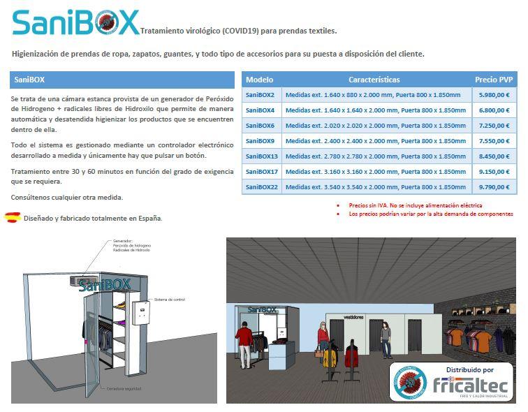 Seguimos creando ambientes #CovidFree. Pensando en tu #tiendaderopa, #zapateria, #boutique o tienda de #complementos presentamos SaniBox. Higieniza de forma automática y sin deteriorar el producto ropa, calzado, bolsos…

+INFO: covidfree@fricaltec.com