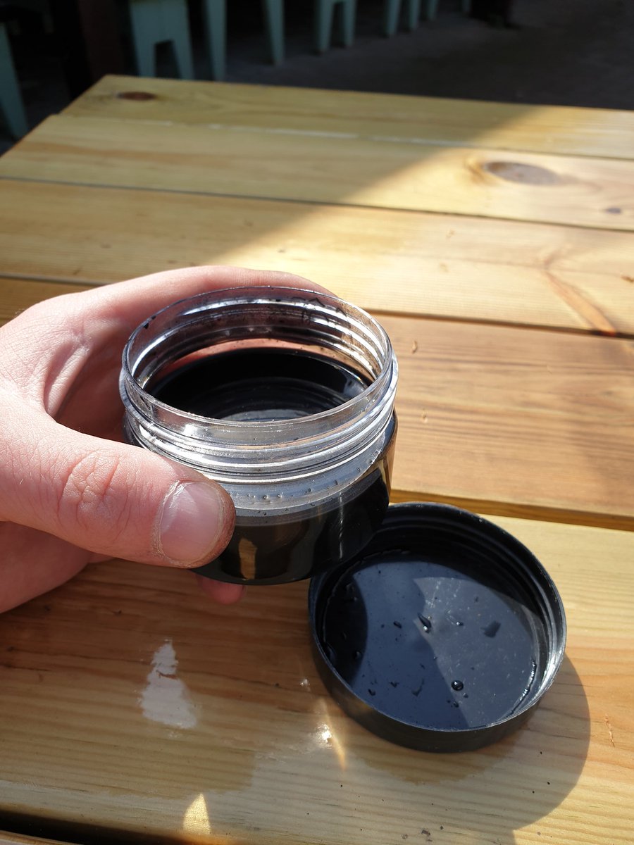 Oak gall ink and a Turkey quill!

My first attempt. Now to bottle up separate solutions to send out for students to make their own ink with.
#oaktree #medieval #outdoorlearning