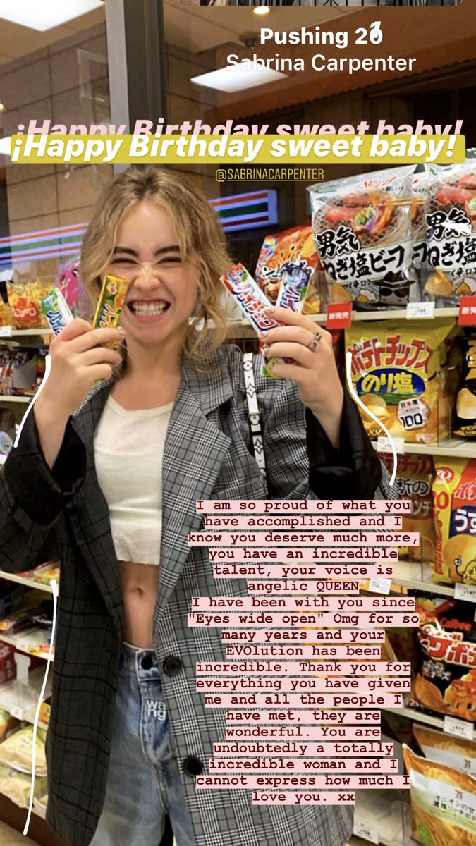 lightningud's tweet photo. HBD Sabrina Ann Lynn Carpenter 🤎I love u so much. xx #HBDSabrina #SingularAct #sabrinacarpenter https://t.co/lWKJGkcCZl