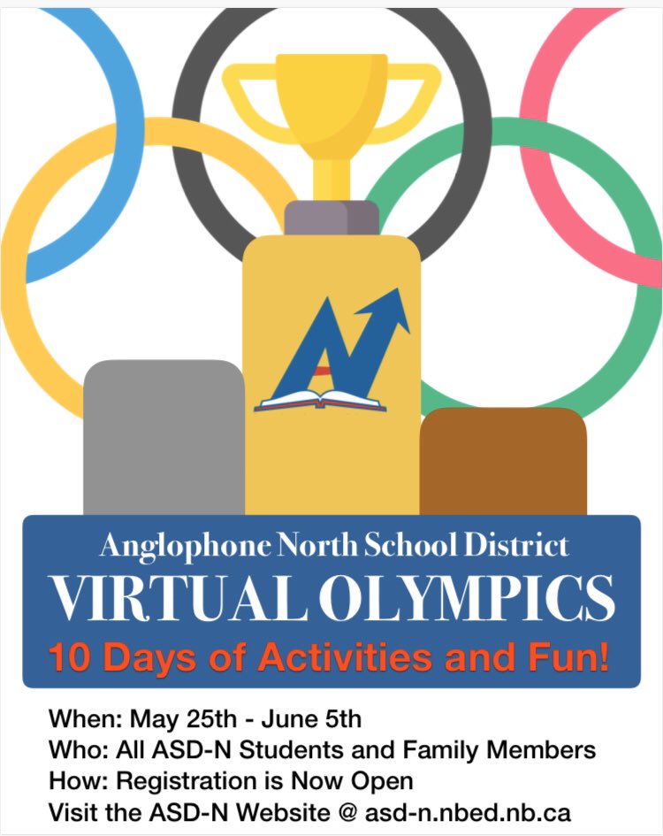 The <a href="/asdnnb/">ASD-North</a> Virtual Olympics will be taking place from May 25 - June 5. It will be 10 days of competition and fun activities for students and and families. Register here: forms.office.com/Pages/Response…