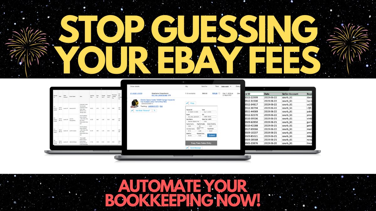 easyfees's tweet image. Can we all just stop guessing our eBay fees! Wouldn't it be so much easier to see all your fees next to every sale! #ebaysellers you deserve more! Get easyfees.io today and take your bookkeeping to the next level!