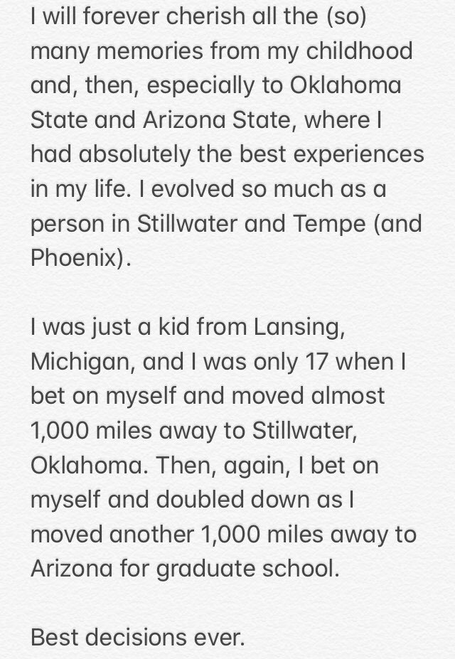 NATE_HIATT's tweet photo. ‘Just a kid from Lansing, Michigan’:

I just (virtually) graduated, and now I am officially an #ASUGrad with my M.A. in Sports Journalism. 🎓🔱🎓🍊. https://t.co/SaHM3v6hgc